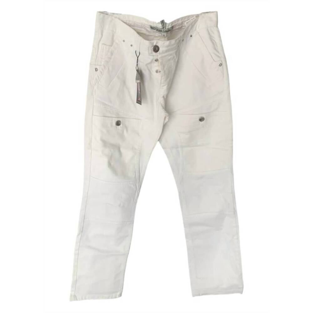 NEW RNT23 men's mid rise vintage denim jeans with hand embellished details in wh